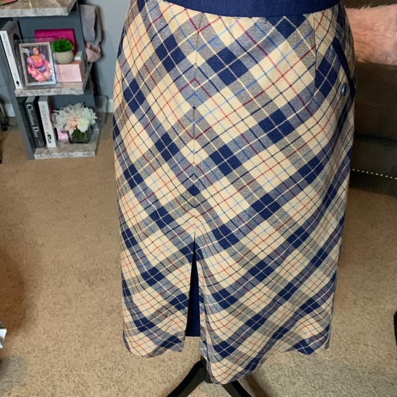 Plaid Pleated Midi Skirt with Open Front Detail - Picture 1 of 4